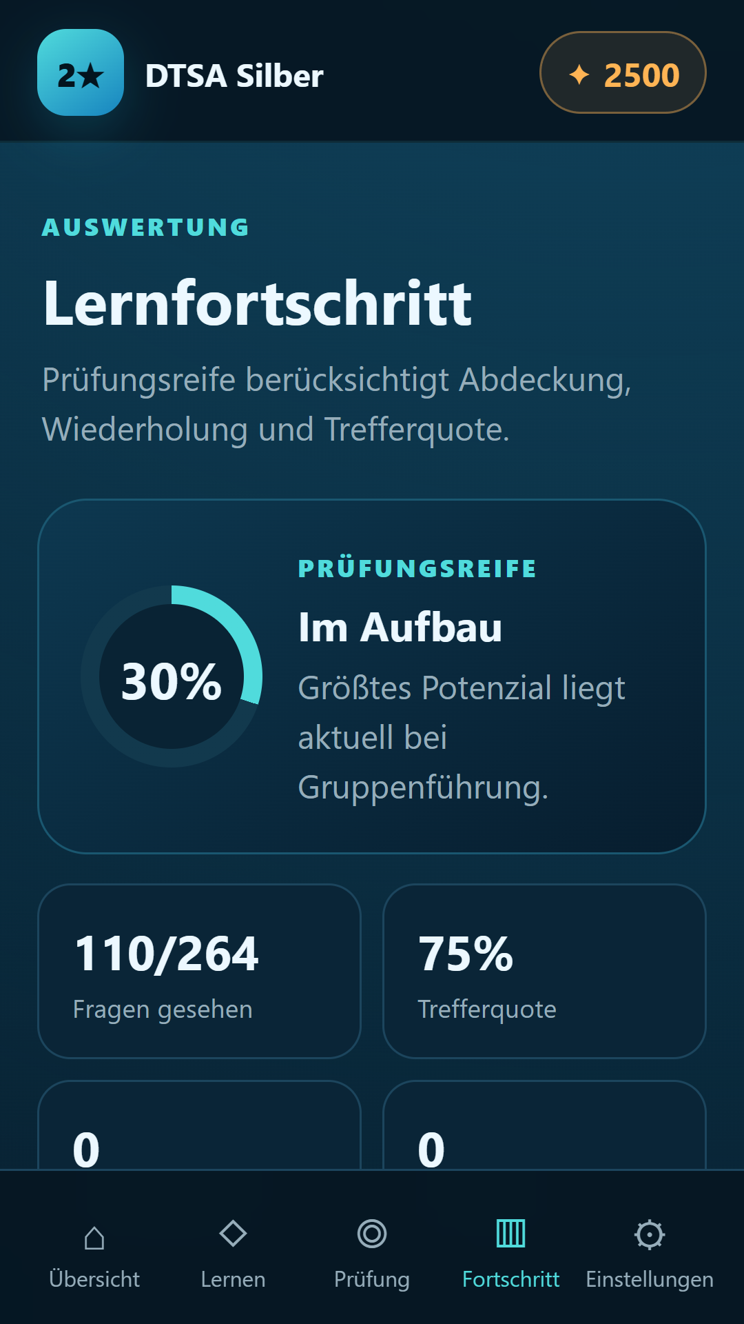 Lernfortschritt — DTSA/CMAS 2** Silver