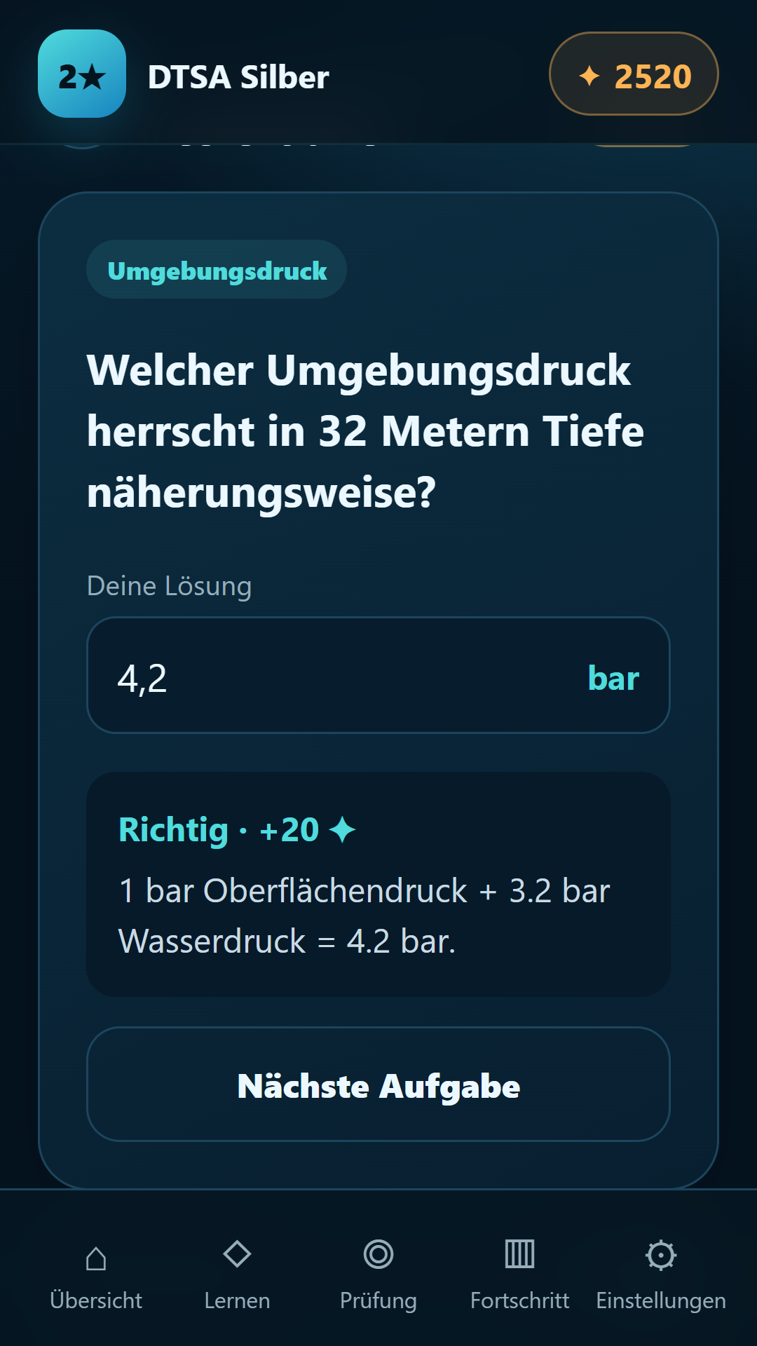Rechentrainer — DTSA/CMAS 2** Silver