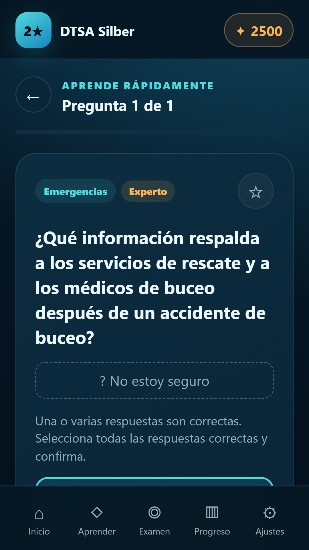 Nivel experto — DTSA/CMAS 2** Plata